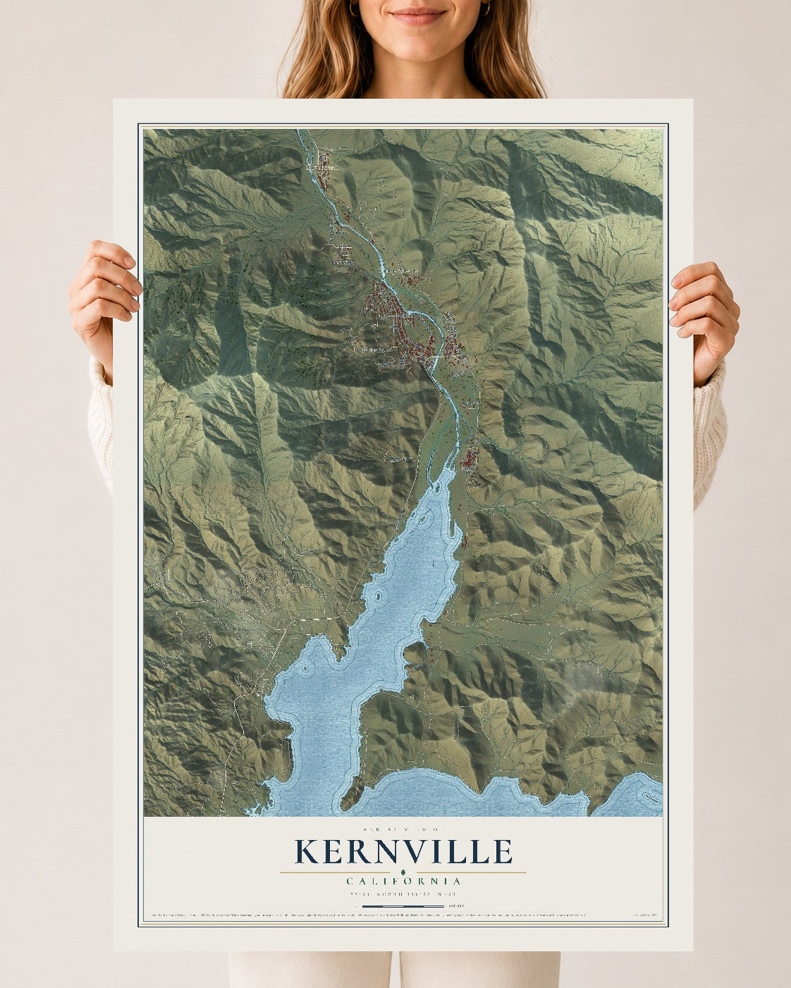 Map of Kernville, California, 24 x 36 inch unframed archival matte print