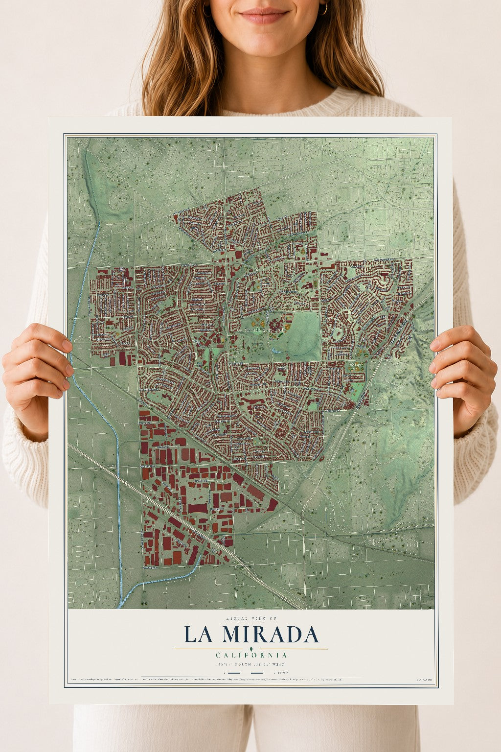 Map of La Mirada, California, 18 x 24 inch unframed archival matte print