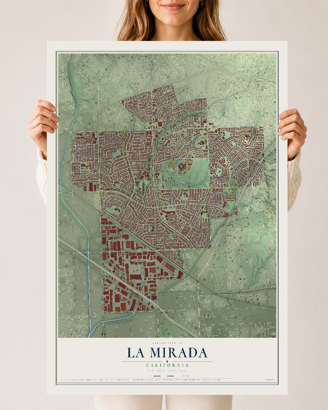 Map of La Mirada, California, 24 x 36 inch unframed archival matte print