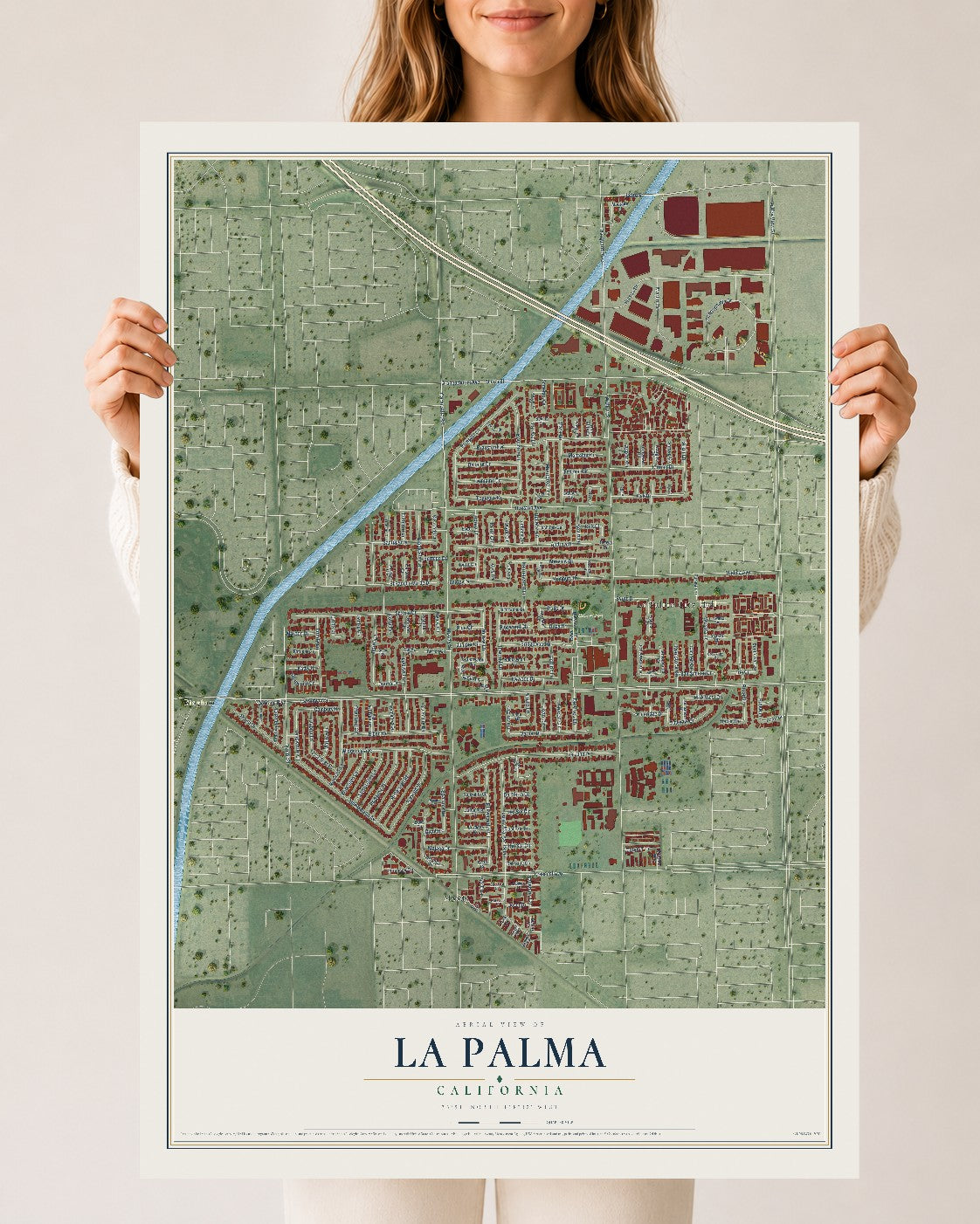 Map of La Palma, California, 24 x 36 inch unframed archival matte print