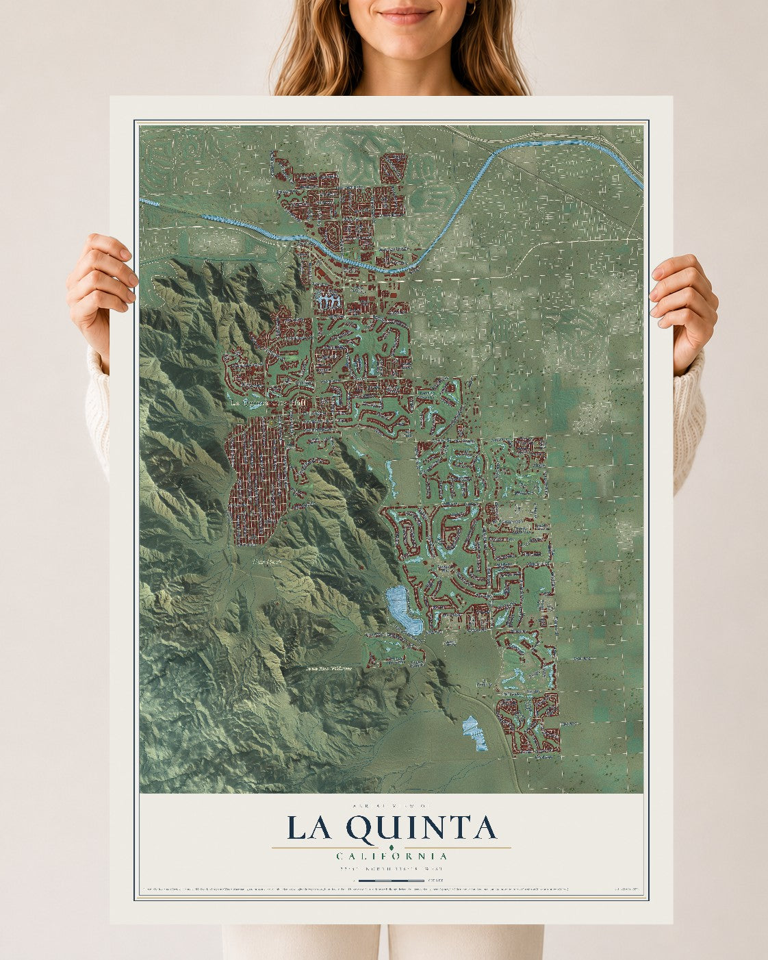 Map of La Quinta, California, 24 x 36 inch unframed archival matte print