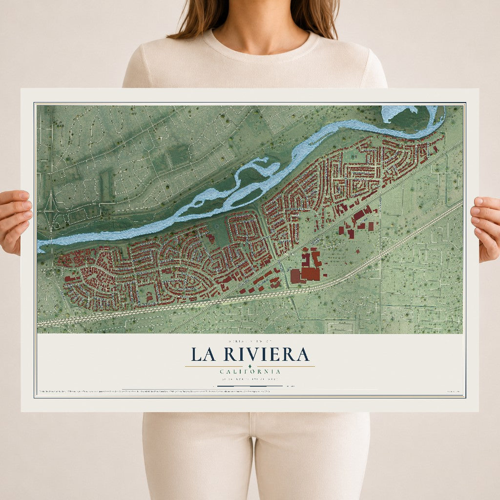 Map of La Riviera, California, 18 x 24 inch unframed archival matte print
