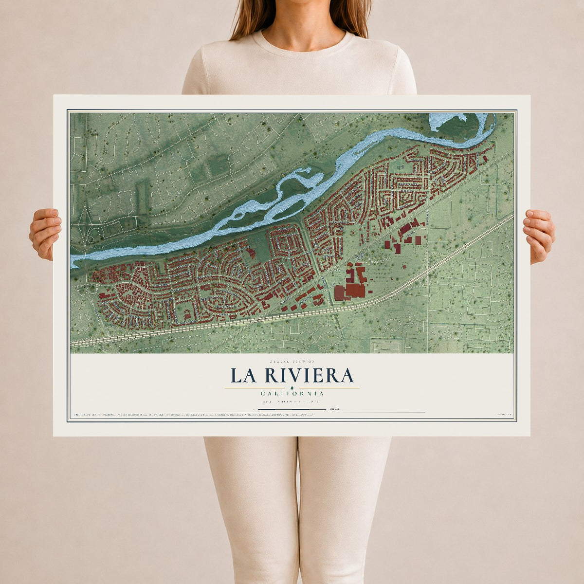 Map of La Riviera, California, 24 x 36 inch unframed archival matte print