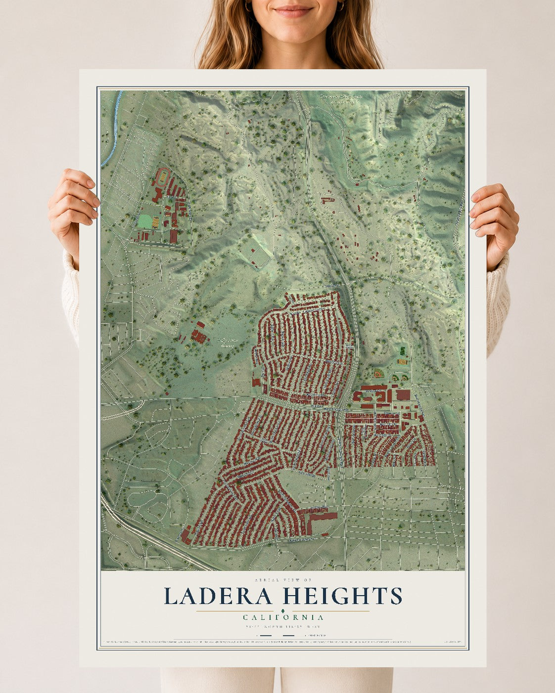 Map of Ladera Heights, California, 24 x 36 inch unframed archival matte print