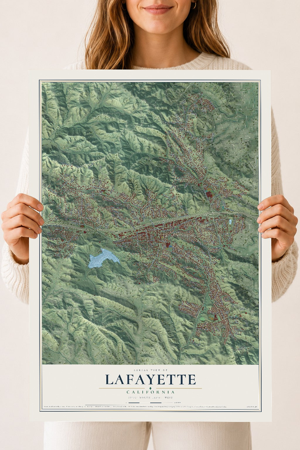 Map of Lafayette, California, 18 x 24 inch unframed archival matte print