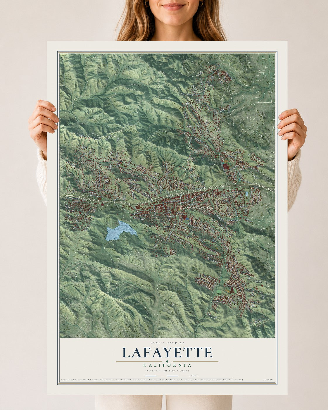 Map of Lafayette, California, 24 x 36 inch unframed archival matte print