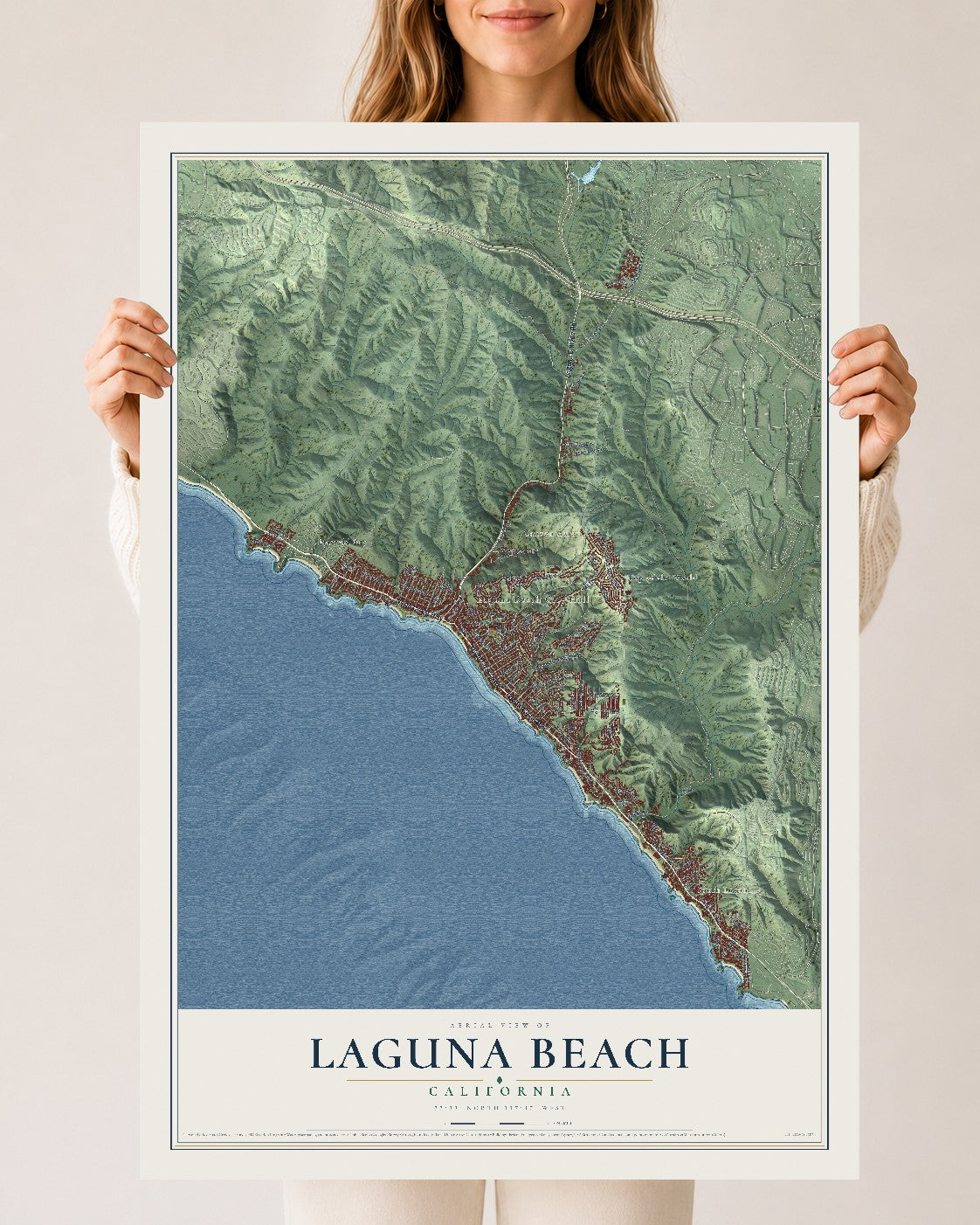 Map of Laguna Beach, California, 24 x 36 inch unframed archival matte print