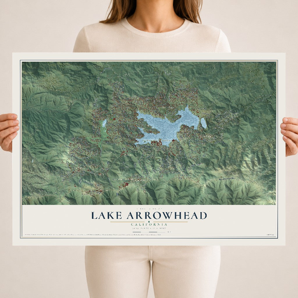 Map of Lake Arrowhead, California, 18 x 24 inch unframed archival matte print