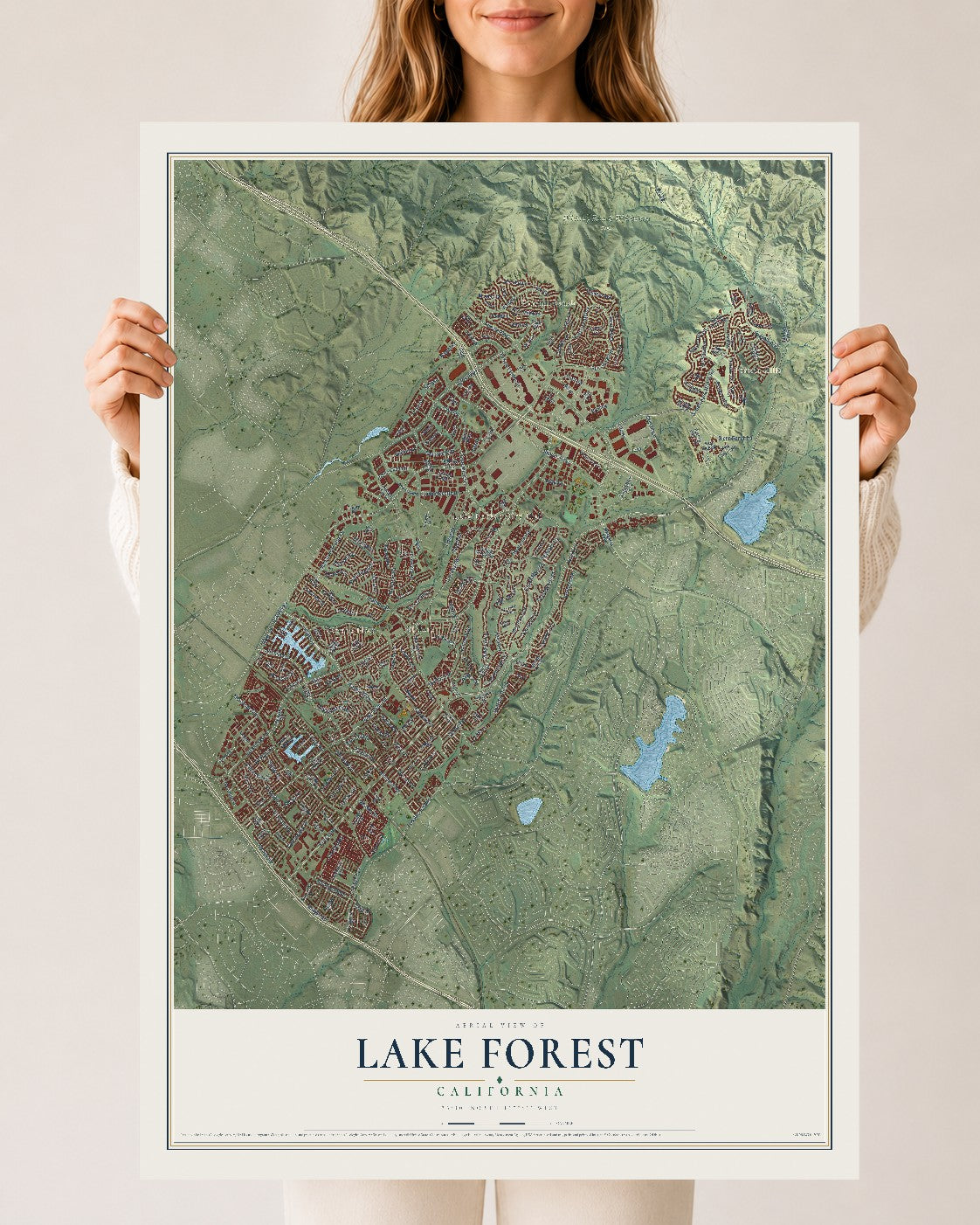 Map of Lake Forest, California, 24 x 36 inch unframed archival matte print