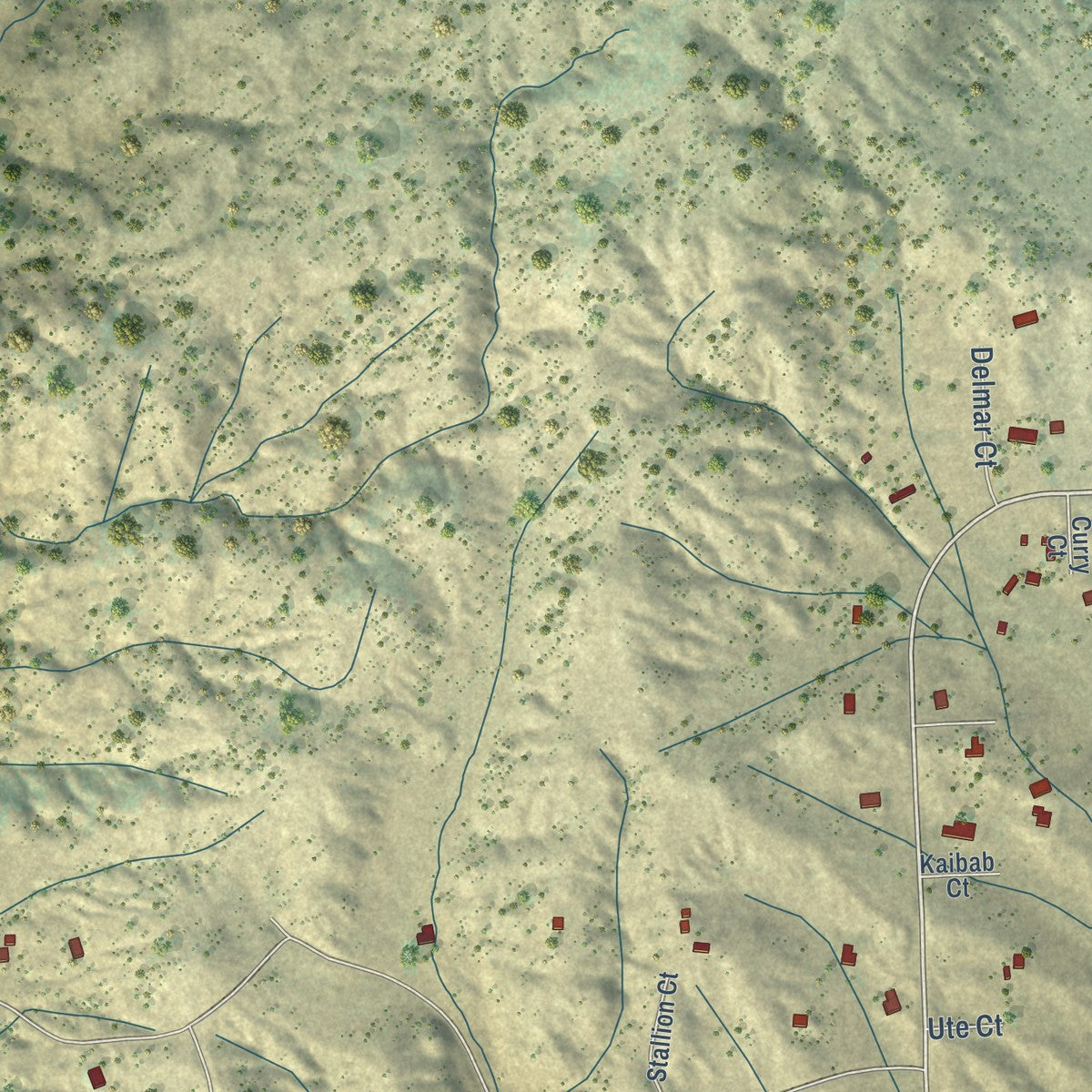Close-up of the map of Lake Riverside, California print showing street and building detail
