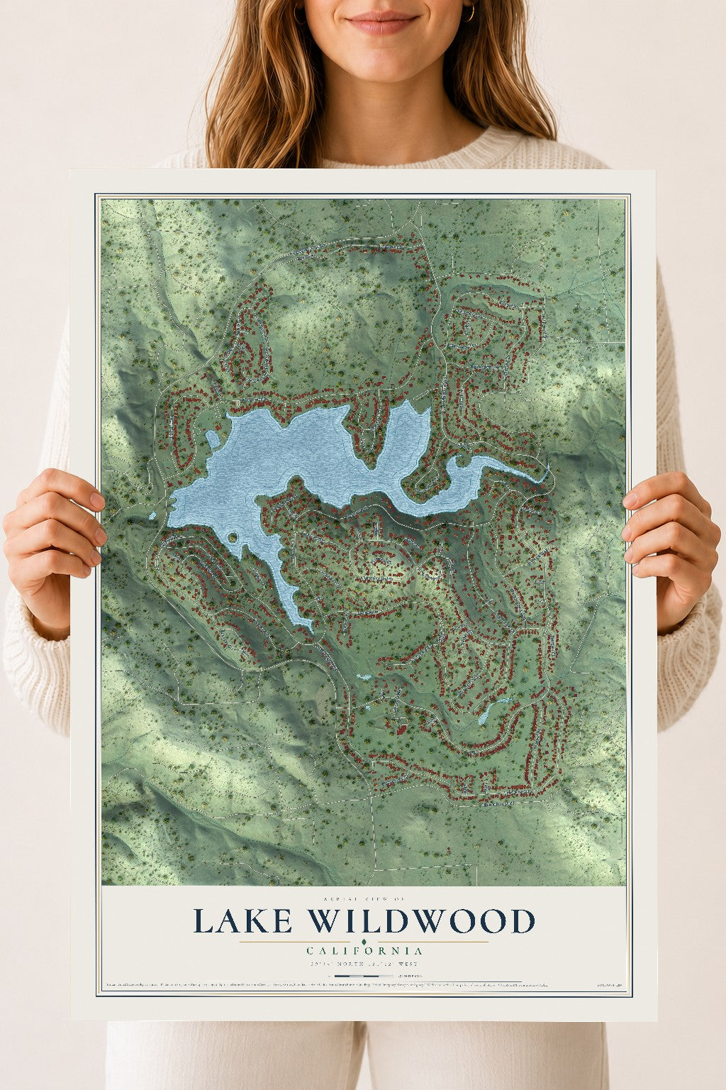 Map of Lake Wildwood, California, 18 x 24 inch unframed archival matte print