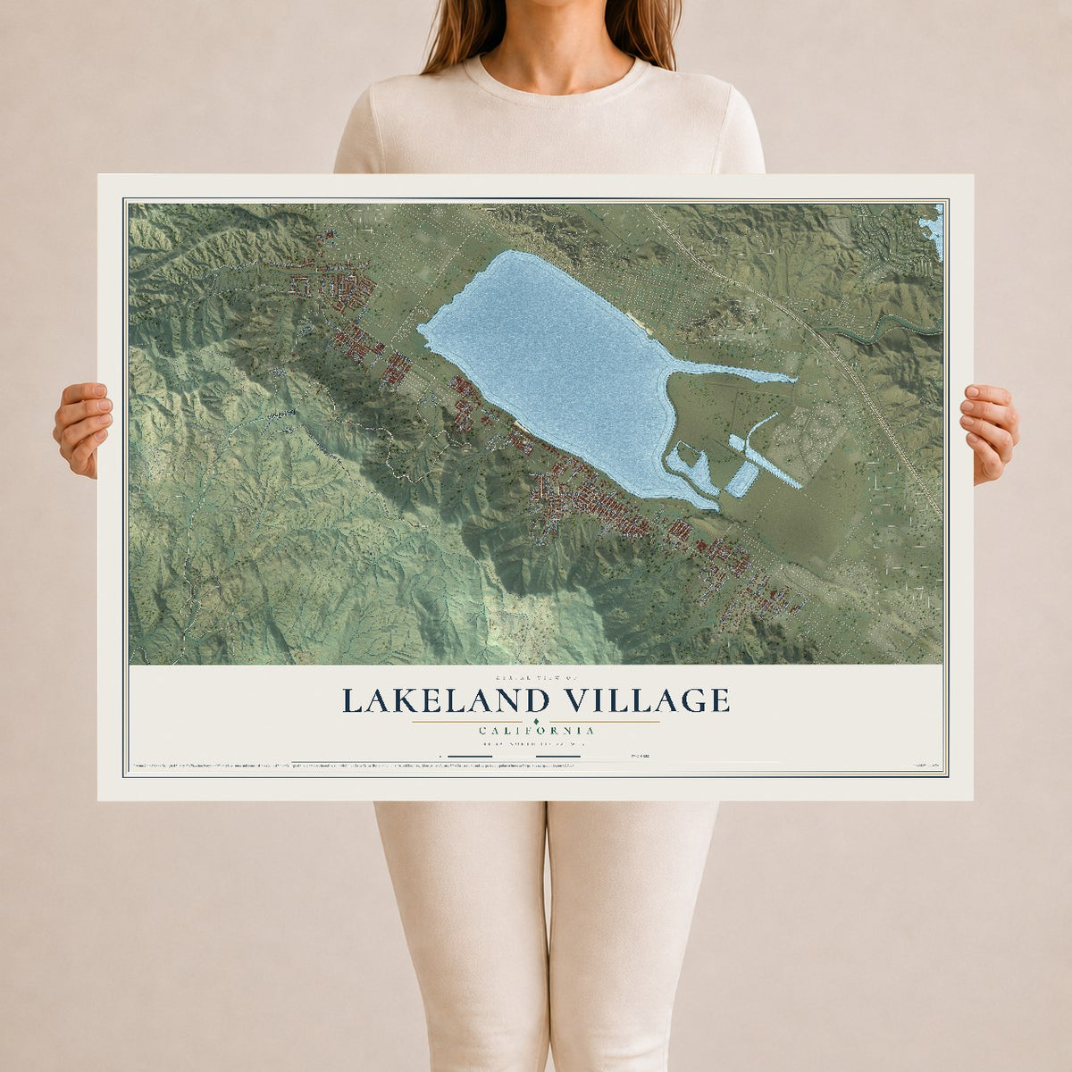Map of Lakeland Village, California, 24 x 36 inch unframed archival matte print