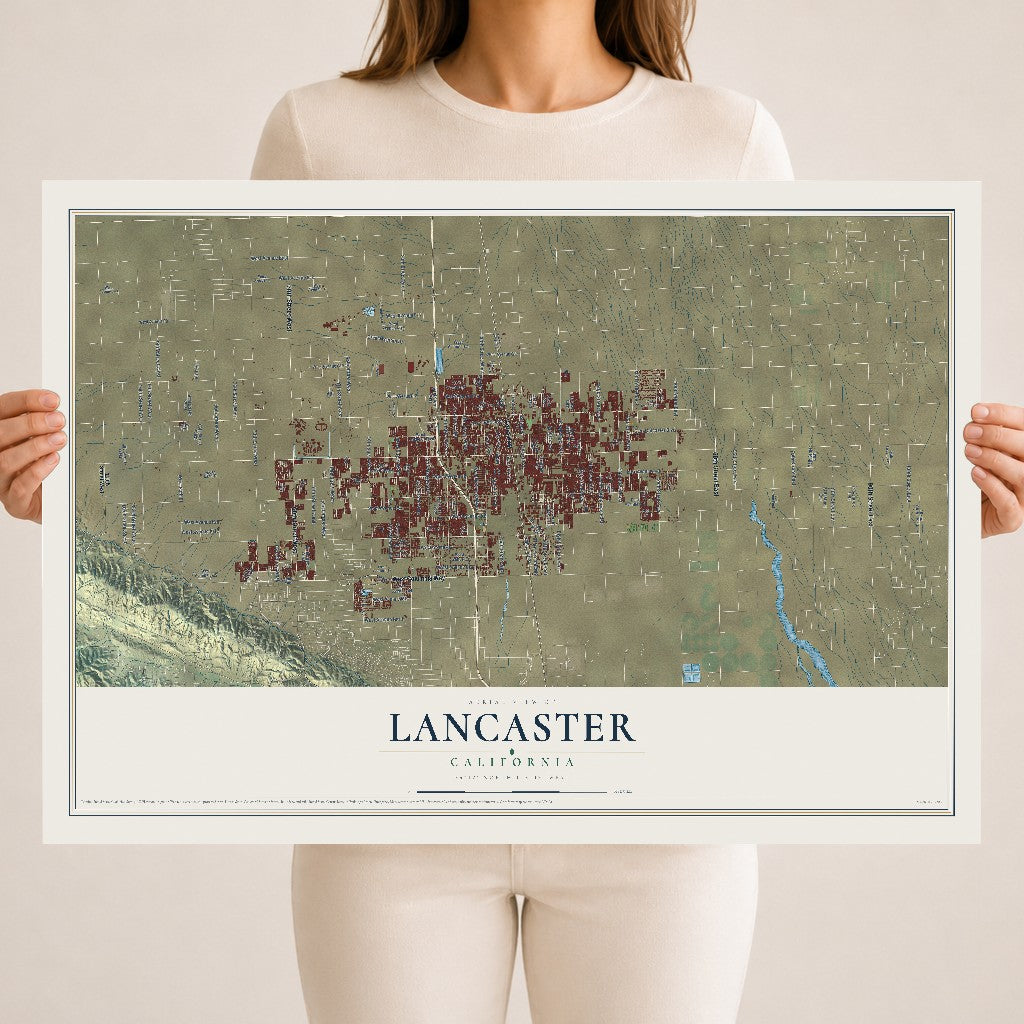 Map of Lancaster, California, 18 x 24 inch unframed archival matte print