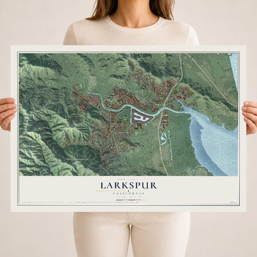 Map of Larkspur, California, 18 x 24 inch unframed archival matte print
