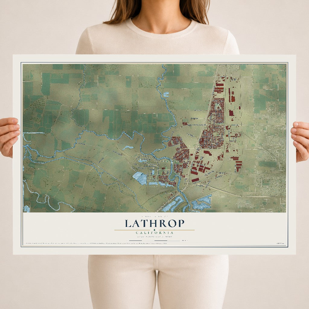 Map of Lathrop, California, 18 x 24 inch unframed archival matte print
