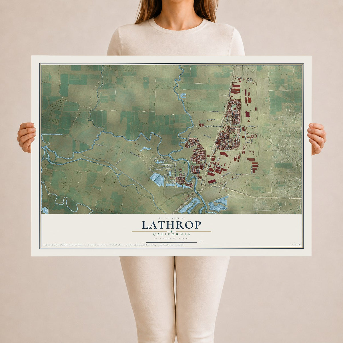Map of Lathrop, California, 24 x 36 inch unframed archival matte print