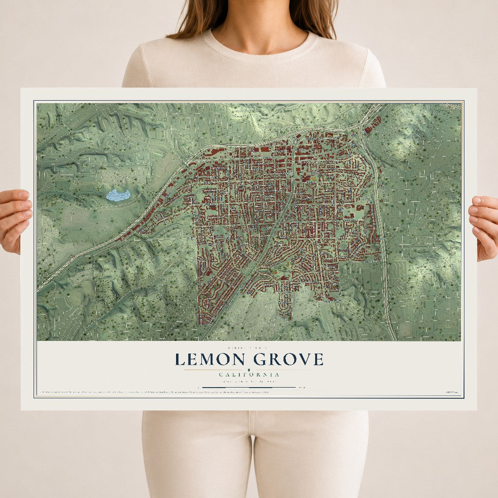 Map of Lemon Grove, California, 18 x 24 inch unframed archival matte print