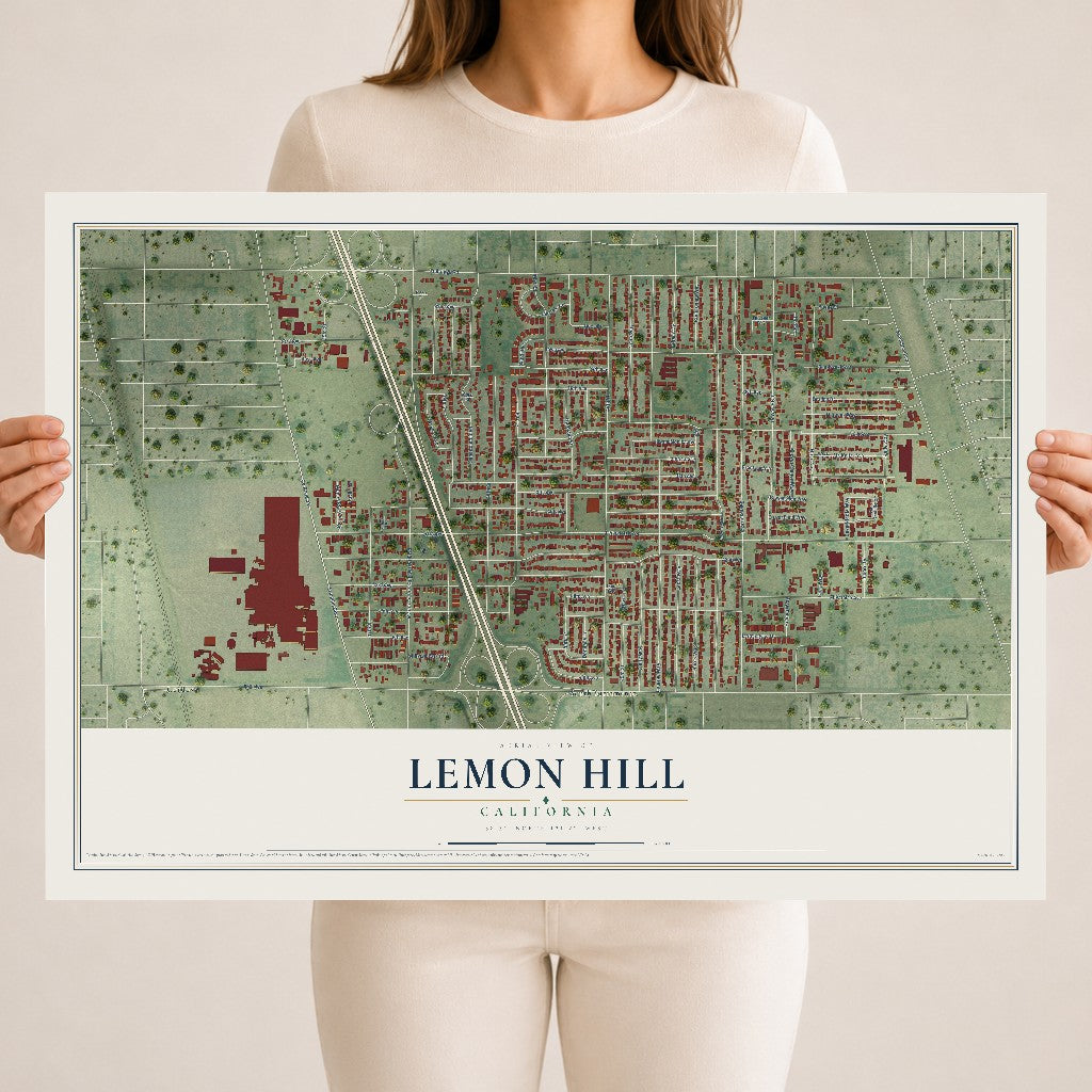Map of Lemon Hill, California, 18 x 24 inch unframed archival matte print