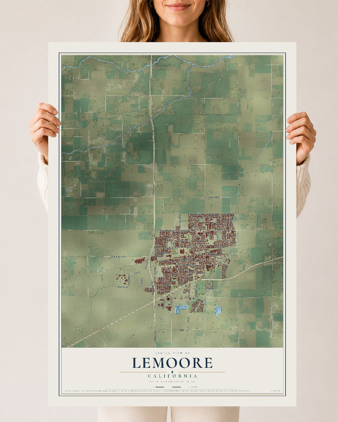Map of Lemoore, California, 24 x 36 inch unframed archival matte print