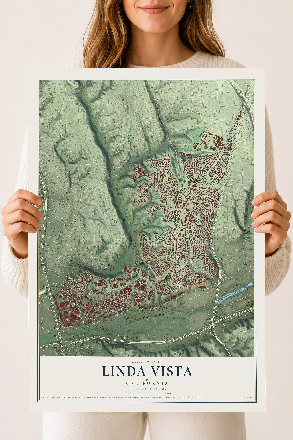 Map of Linda Vista, California, 18 x 24 inch unframed archival matte print