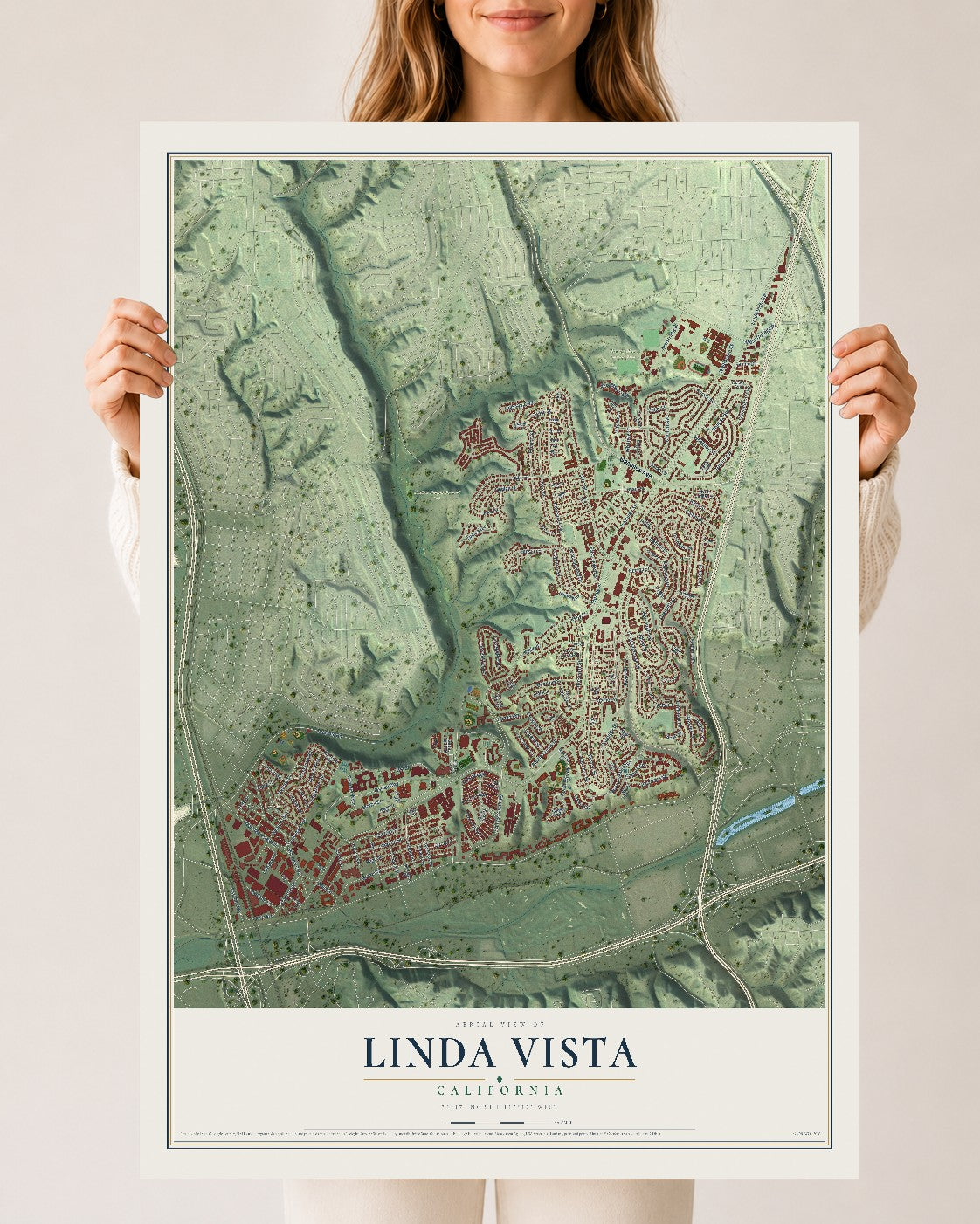 Map of Linda Vista, California, 24 x 36 inch unframed archival matte print