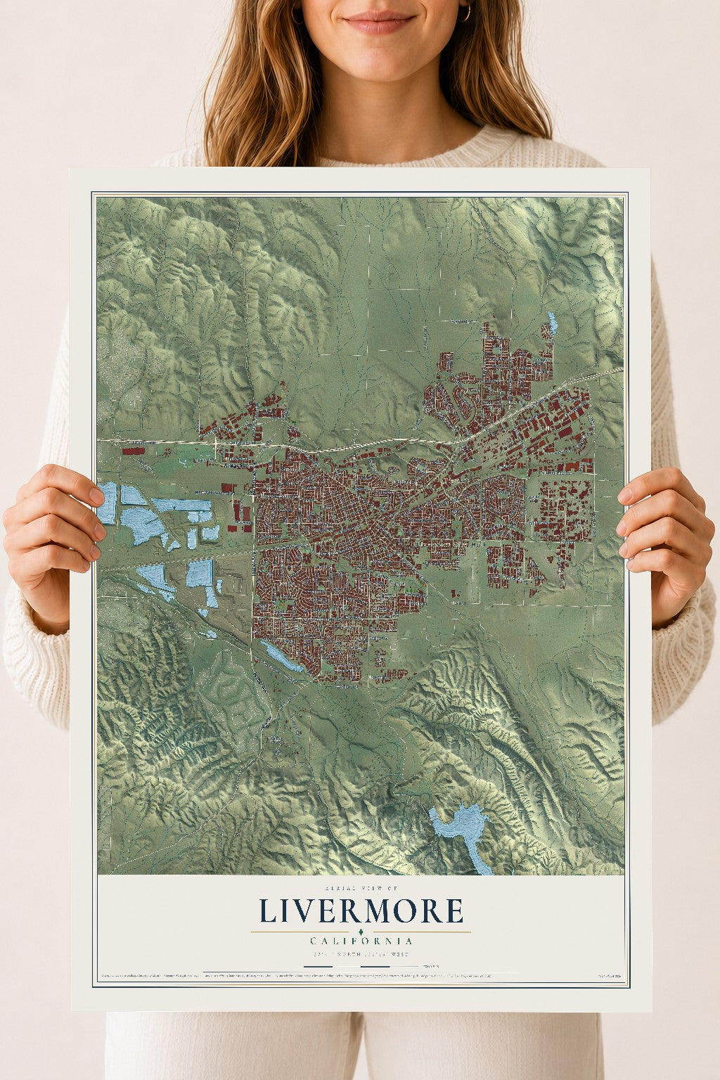 Map of Livermore, California, 18 x 24 inch unframed archival matte print