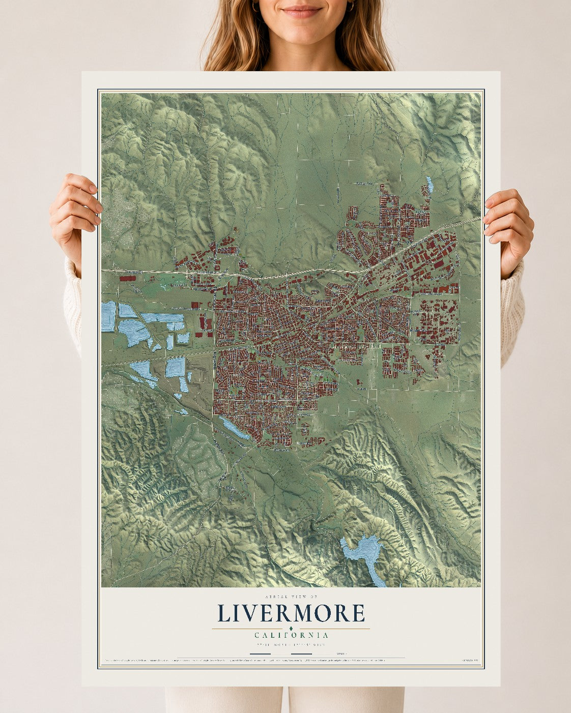 Map of Livermore, California, 24 x 36 inch unframed archival matte print