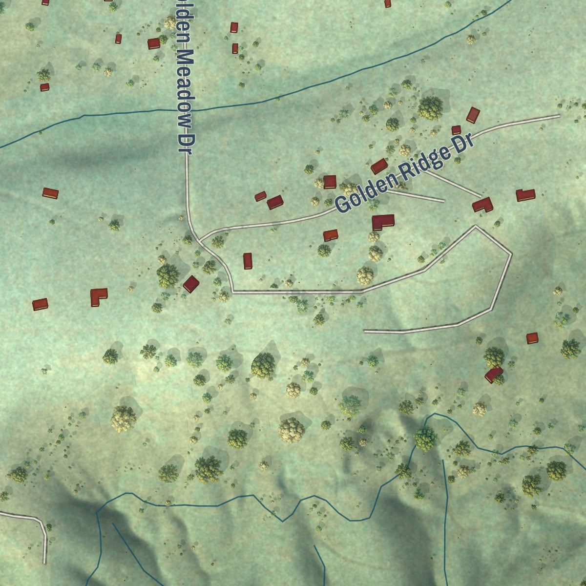 Close-up of the map of Lockwood, California print showing street and building detail