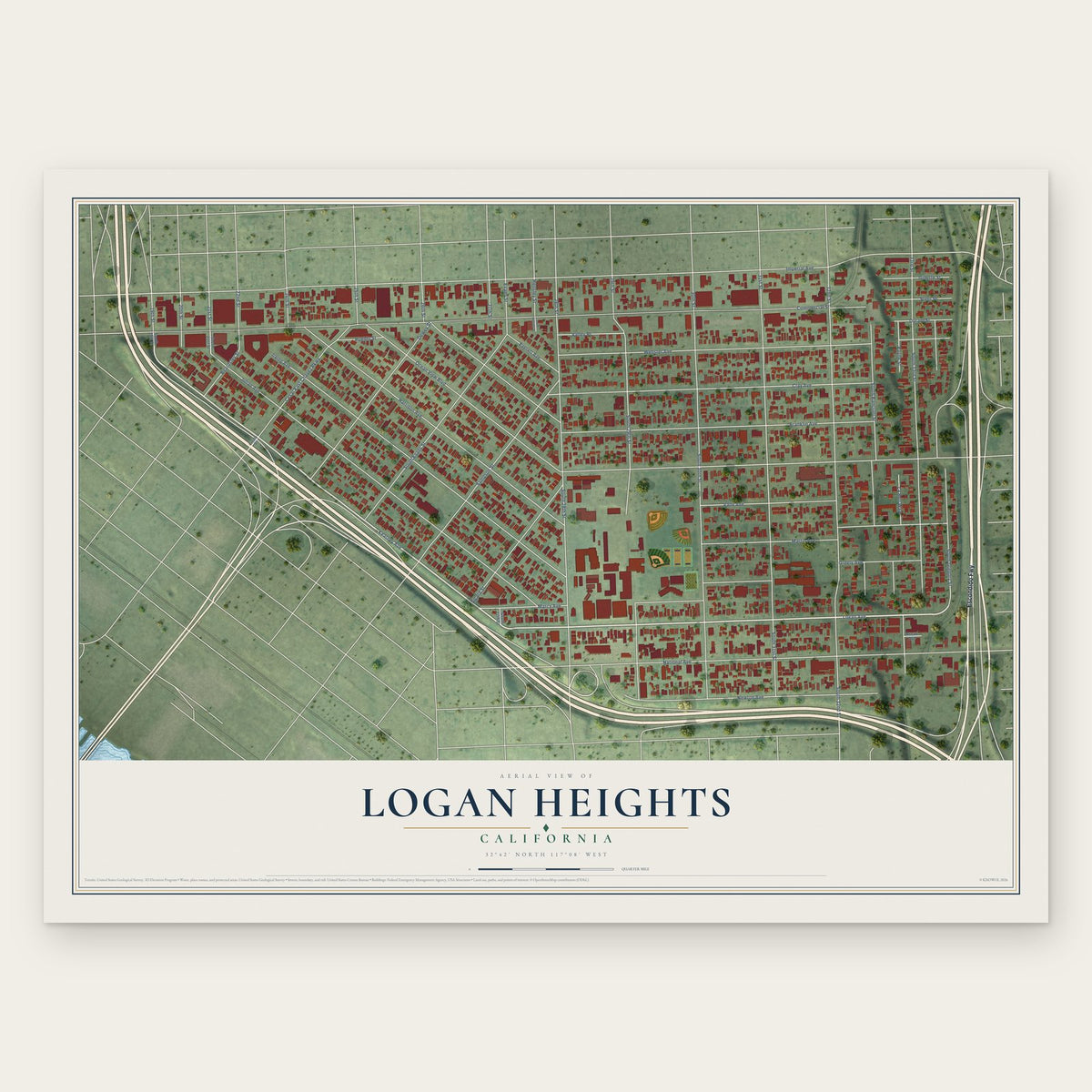 Logan Heights, California map print, the full design
