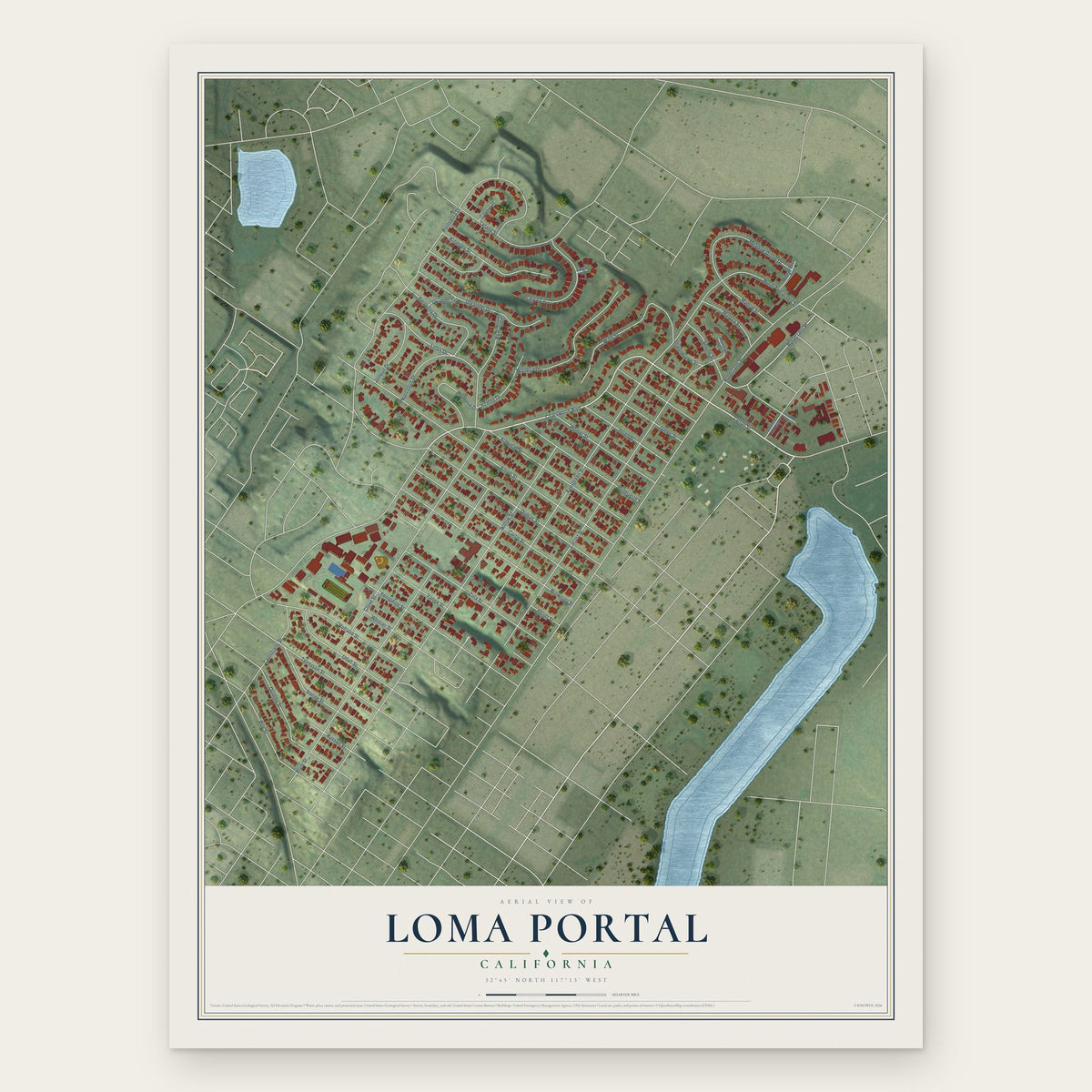 Loma Portal, California map print, the full design