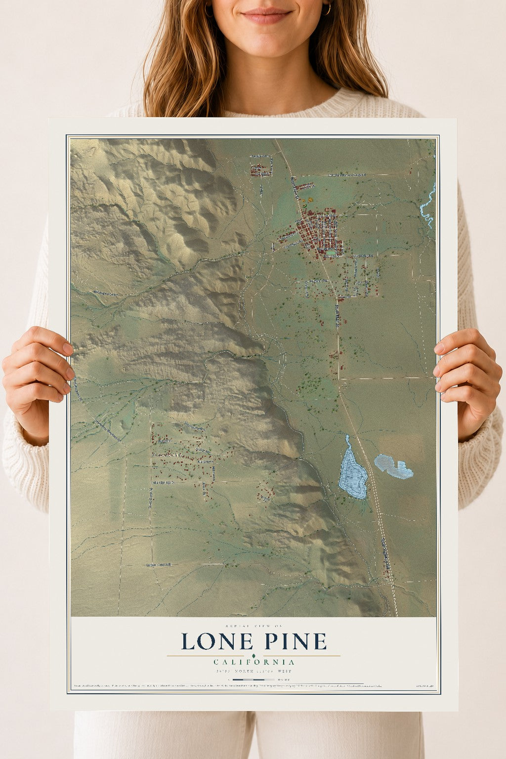 Map of Lone Pine, California, 18 x 24 inch unframed archival matte print