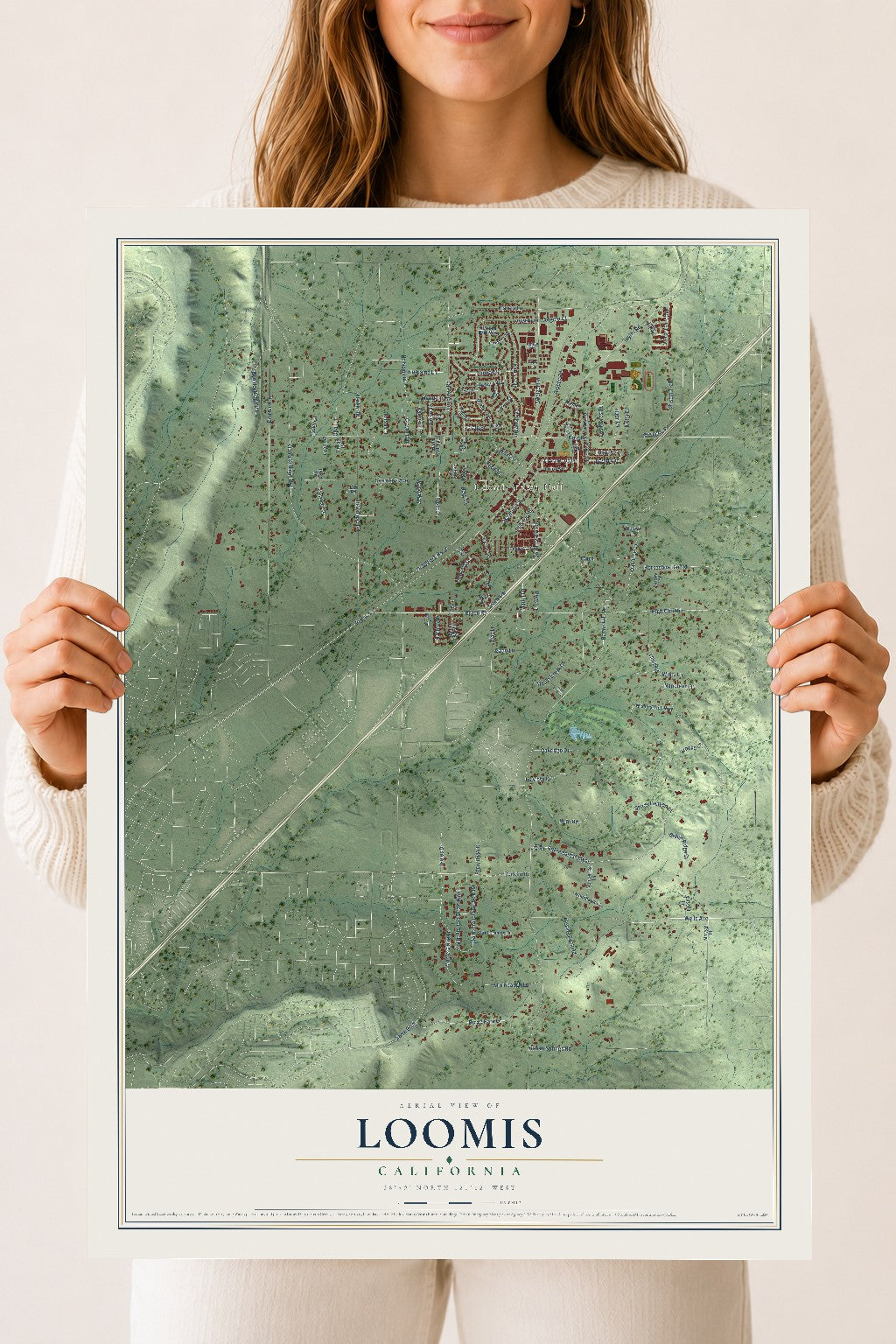 Map of Loomis, California, 18 x 24 inch unframed archival matte print