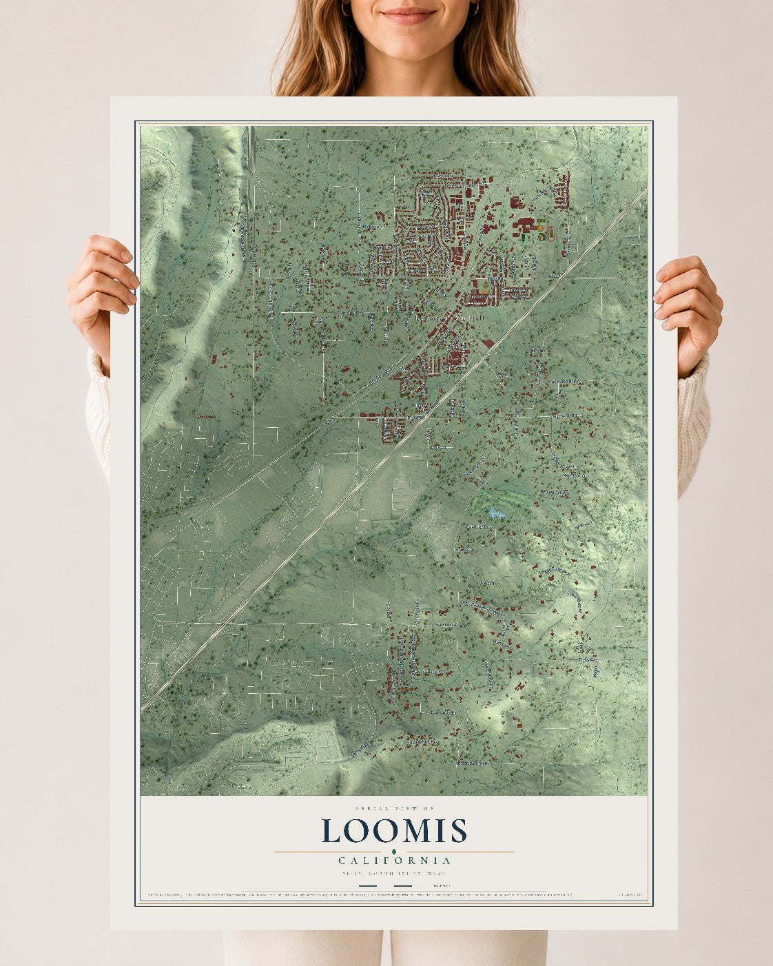 Map of Loomis, California, 24 x 36 inch unframed archival matte print