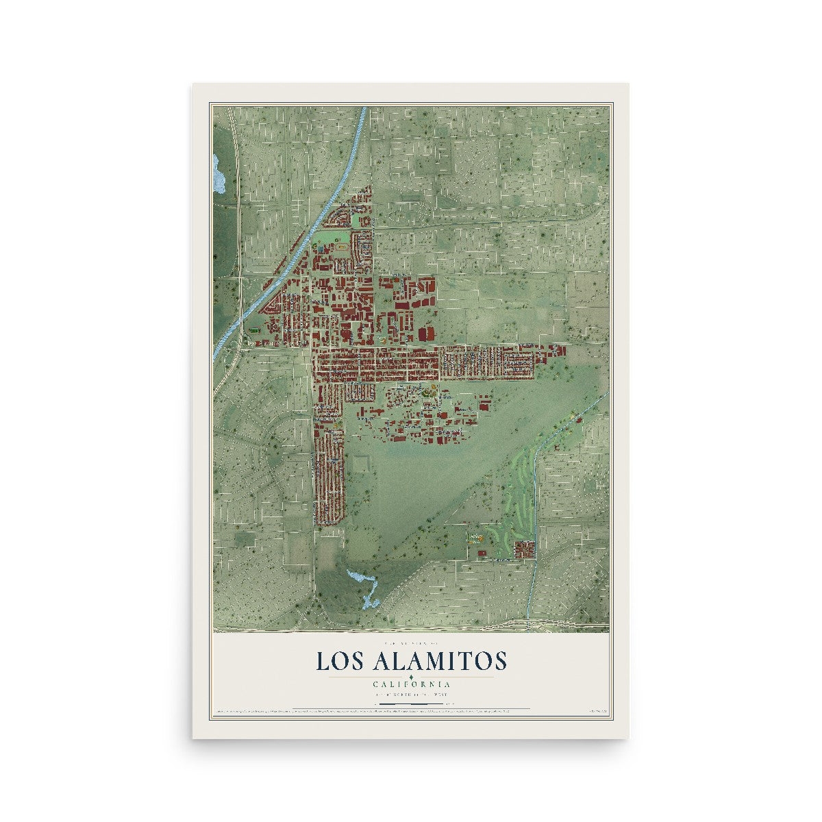 Map of Los Alamitos, California, 12 x 18 inch unframed archival matte print