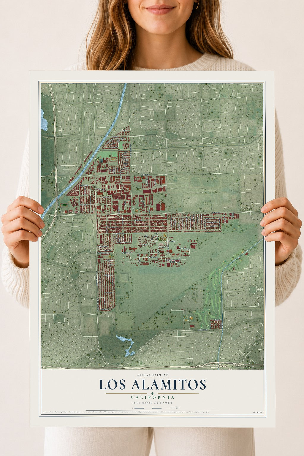 Map of Los Alamitos, California, 18 x 24 inch unframed archival matte print