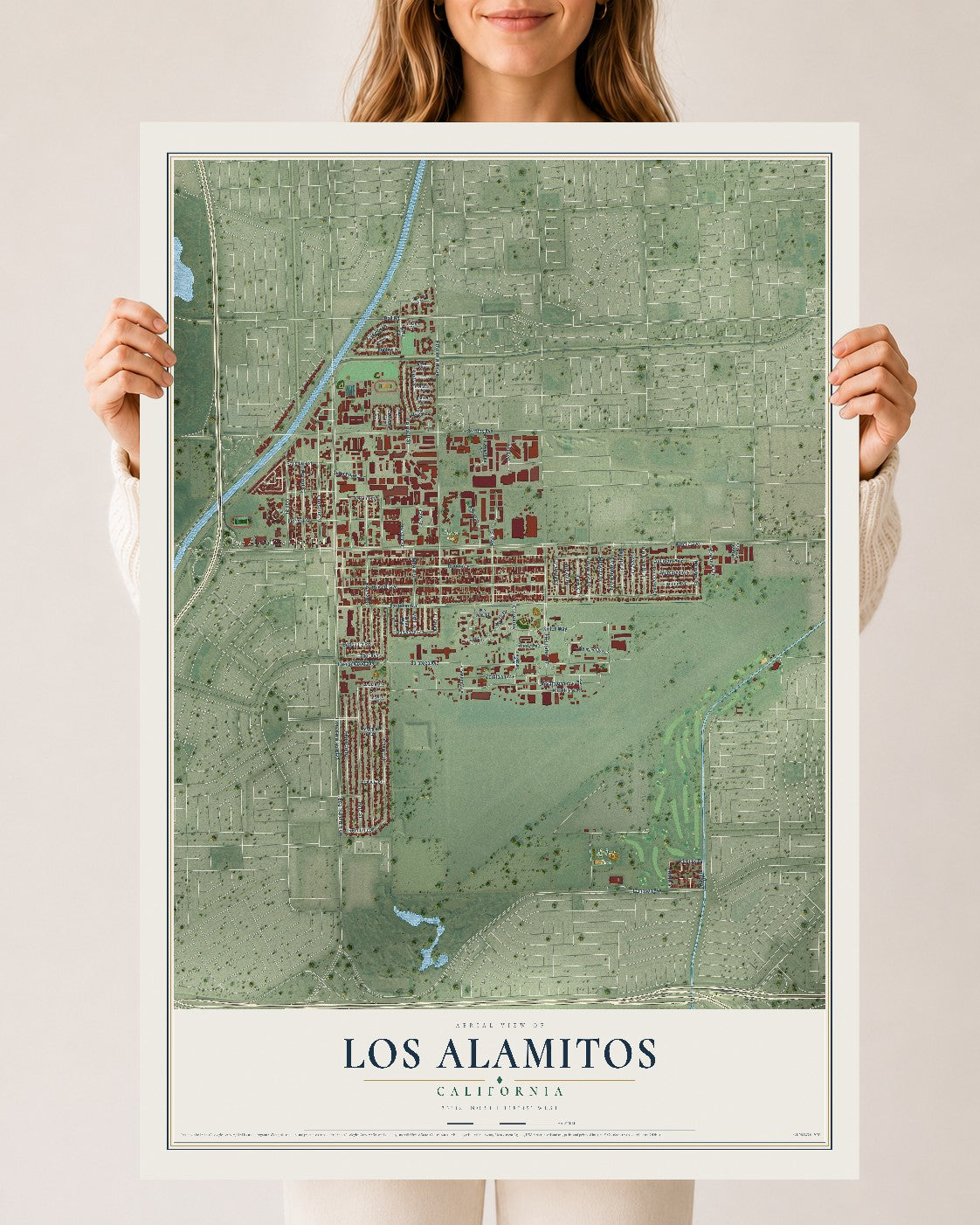 Map of Los Alamitos, California, 24 x 36 inch unframed archival matte print