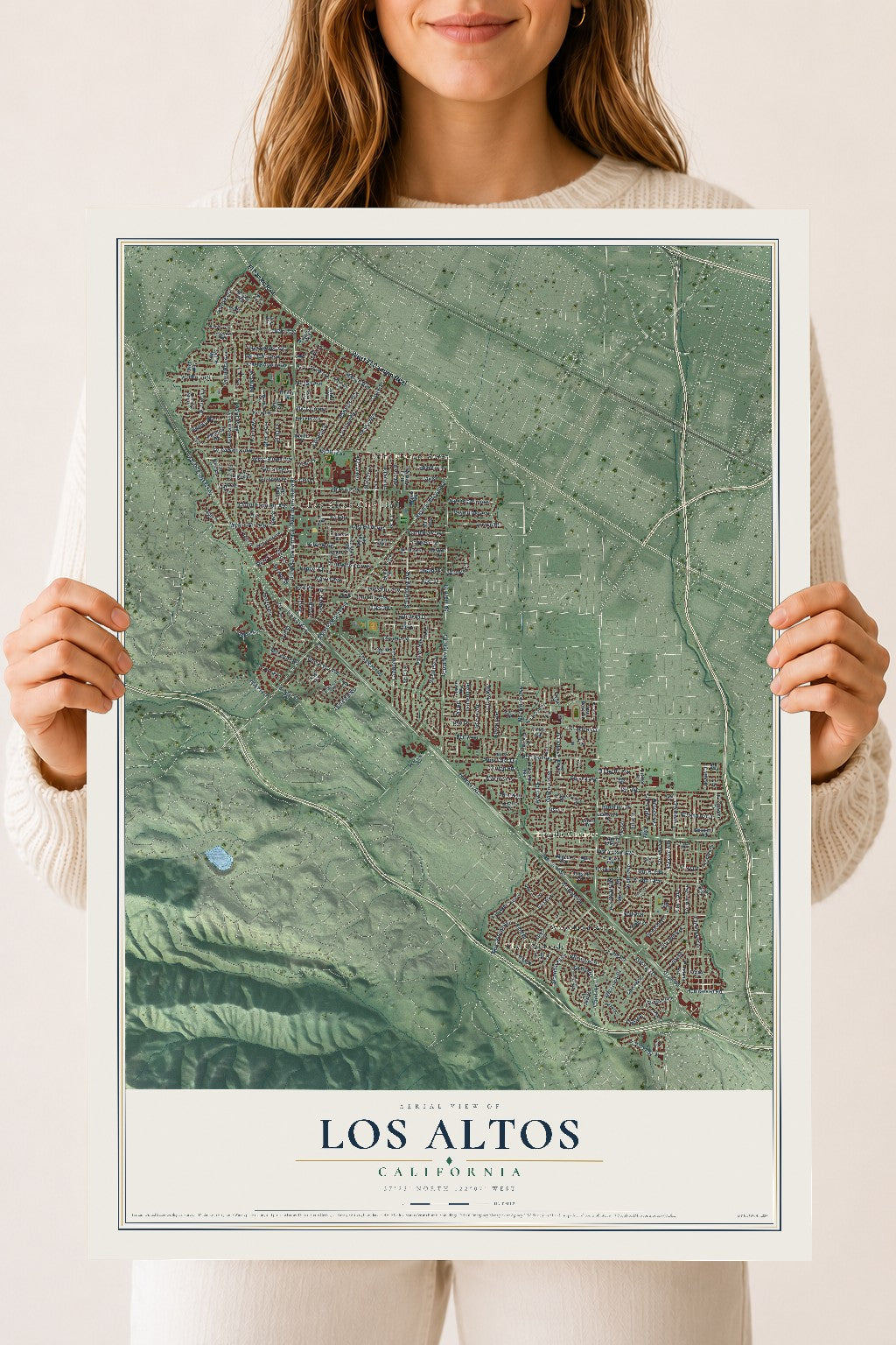 Map of Los Altos, California, 18 x 24 inch unframed archival matte print