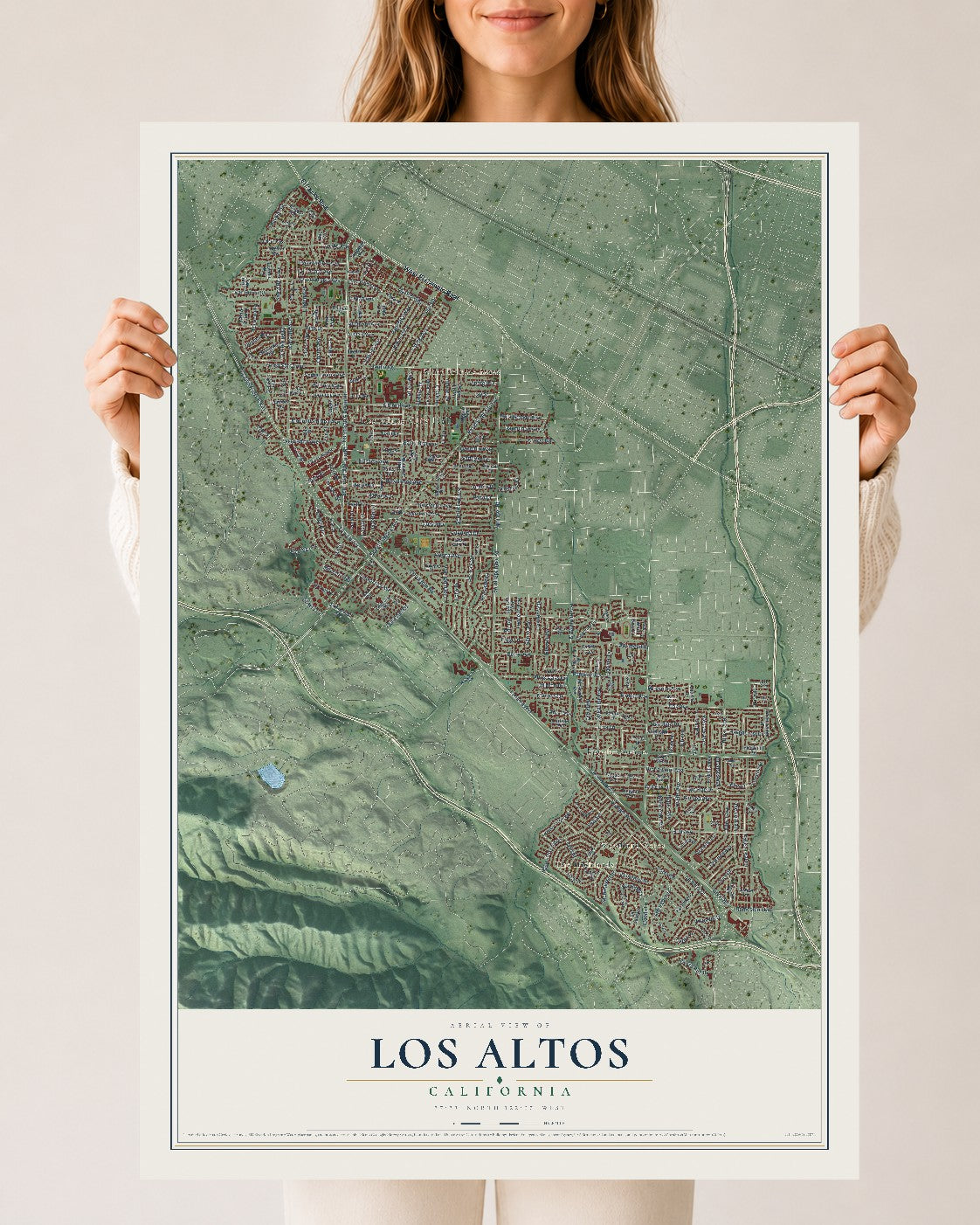 Map of Los Altos, California, 24 x 36 inch unframed archival matte print