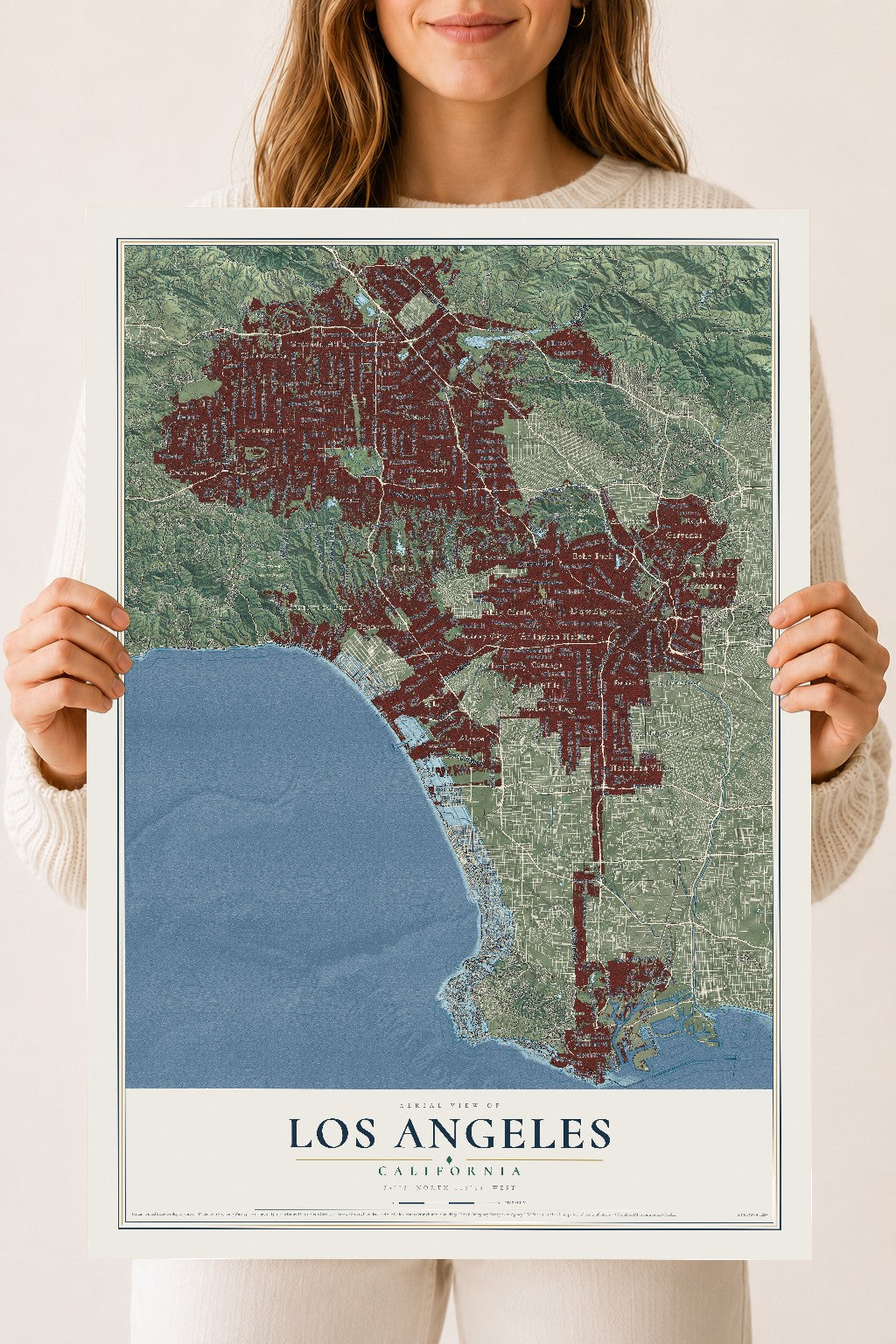 Map of Los Angeles, California, 18 x 24 inch unframed archival matte print