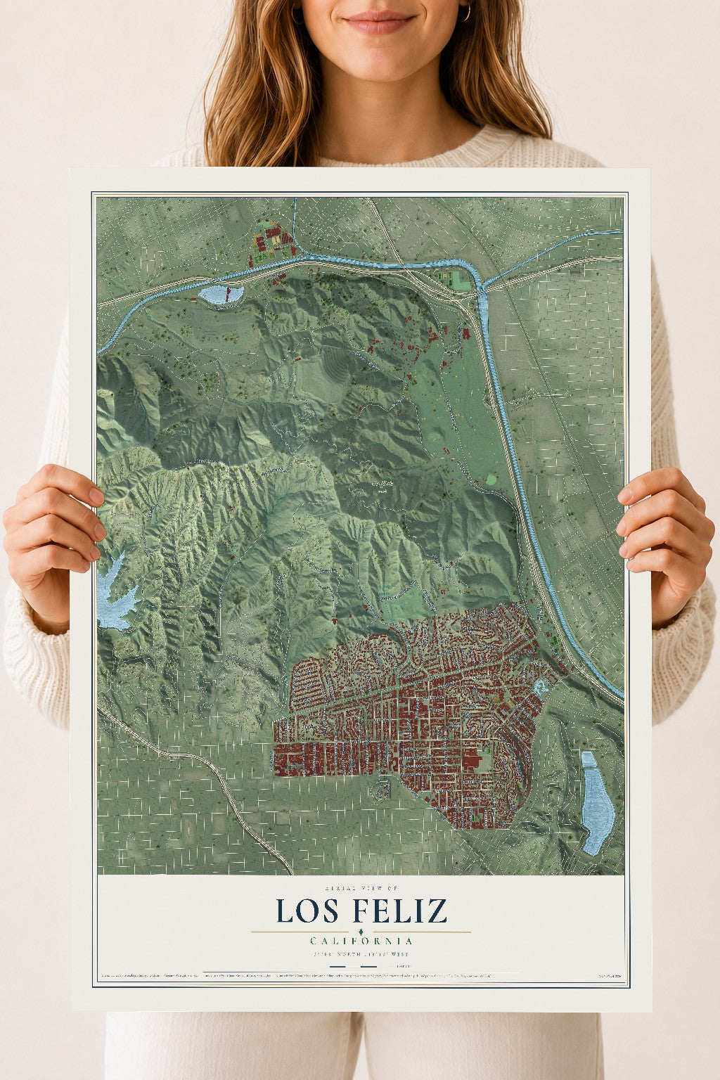 Map of Los Feliz, California, 18 x 24 inch unframed archival matte print