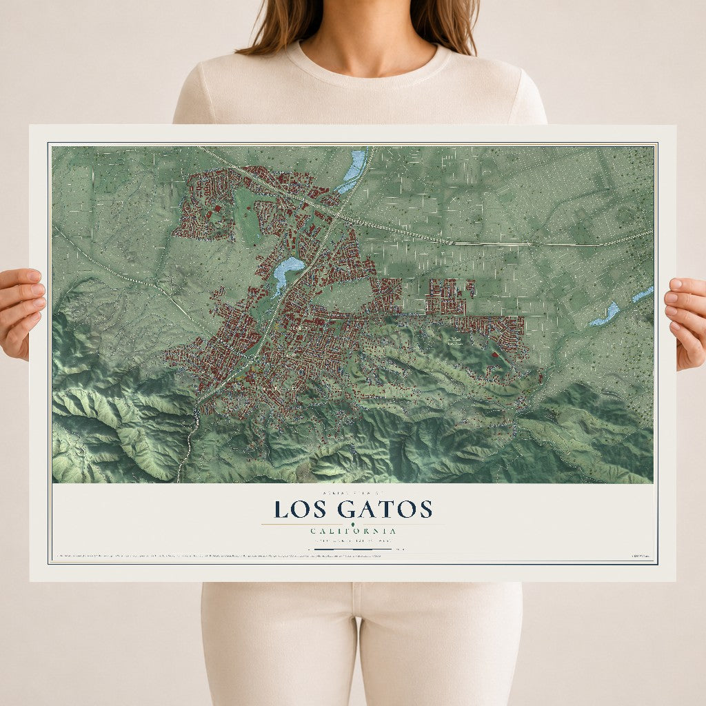 Map of Los Gatos, California, 18 x 24 inch unframed archival matte print