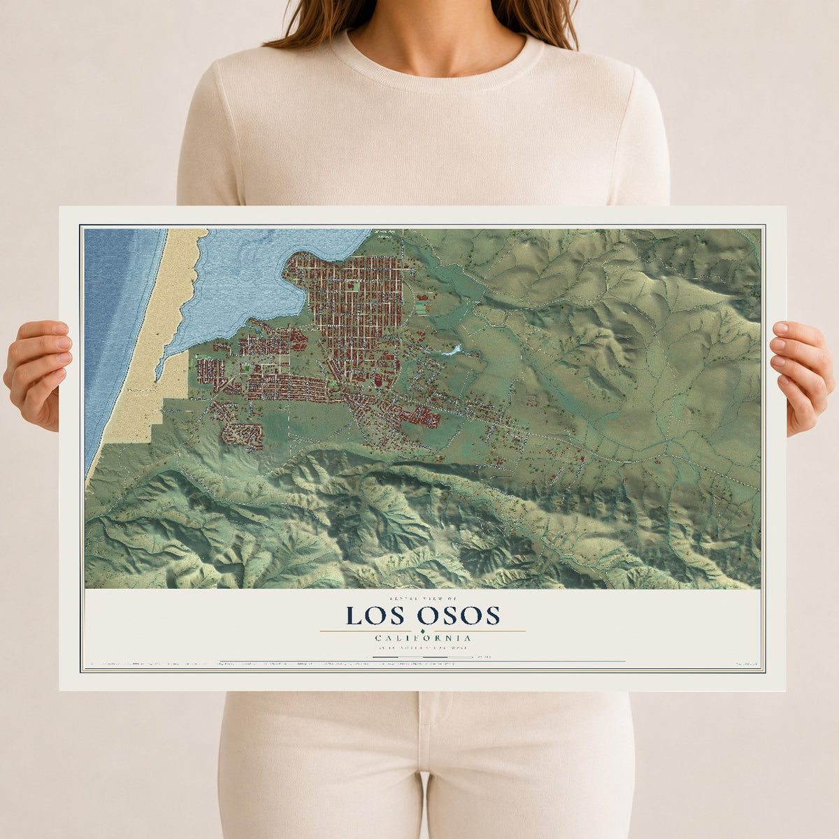Map of Los Osos, California, 12 x 18 inch unframed archival matte print