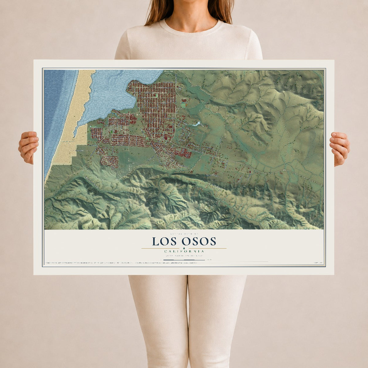 Map of Los Osos, California, 24 x 36 inch unframed archival matte print