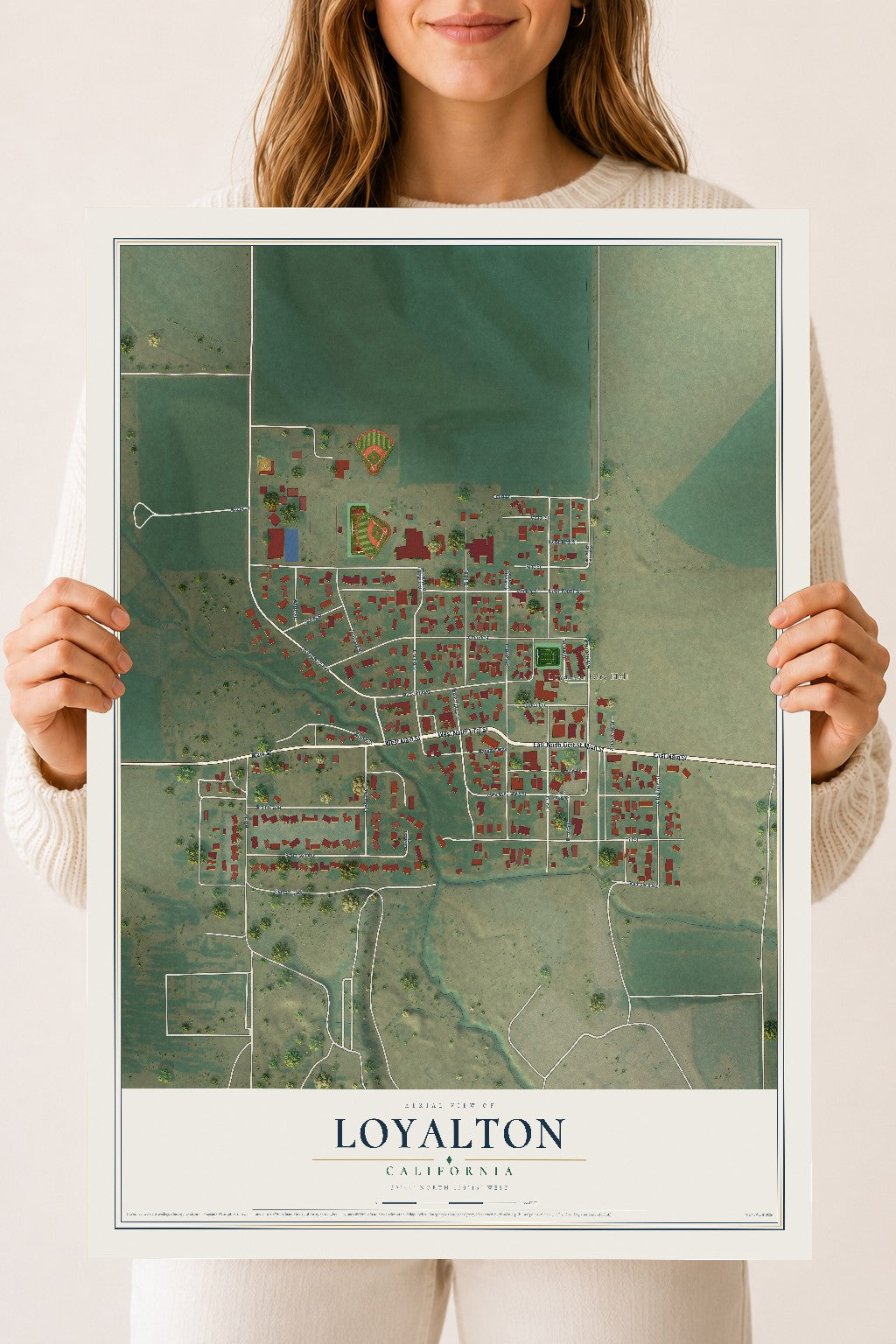 Map of Loyalton, California, 18 x 24 inch unframed archival matte print