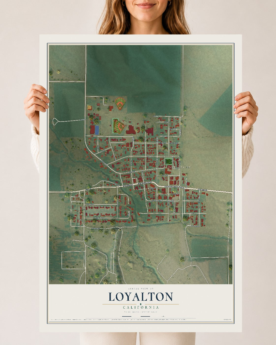 Map of Loyalton, California, 24 x 36 inch unframed archival matte print