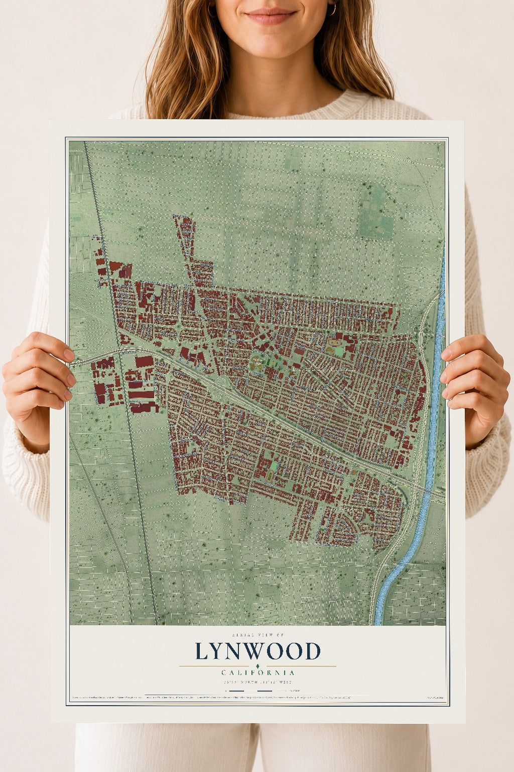 Map of Lynwood, California, 18 x 24 inch unframed archival matte print