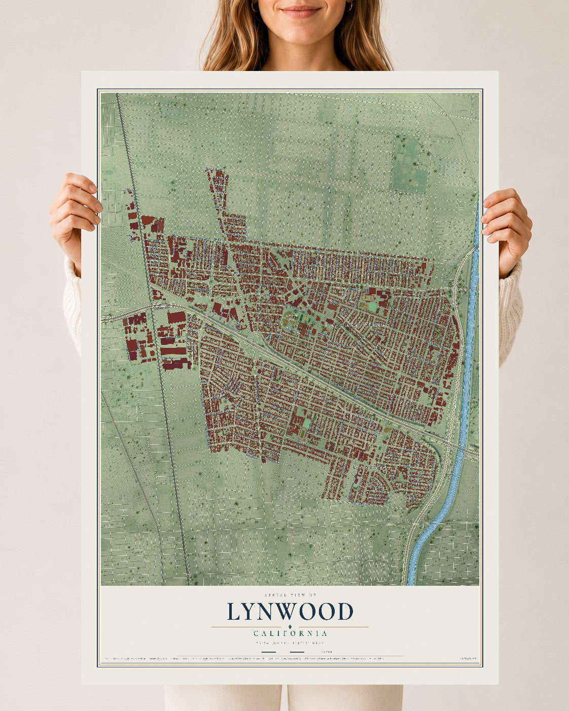 Map of Lynwood, California, 24 x 36 inch unframed archival matte print