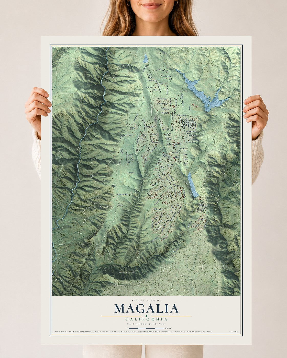 Map of Magalia, California, 24 x 36 inch unframed archival matte print