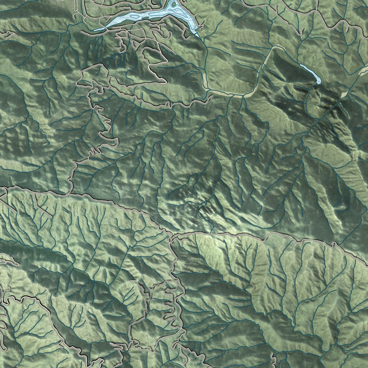 Second close-up of the map of Malibu, California print showing more streets and buildings