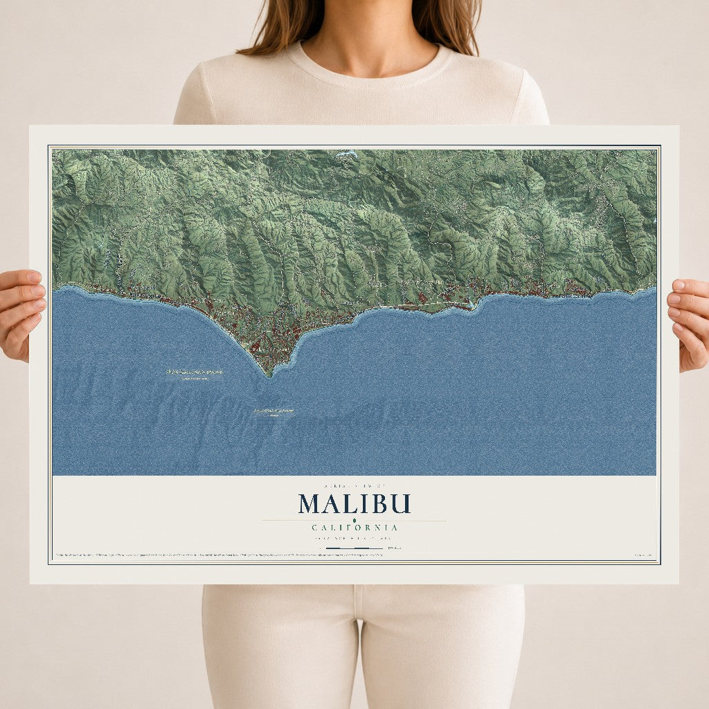 Map of Malibu, California, 18 x 24 inch unframed archival matte print